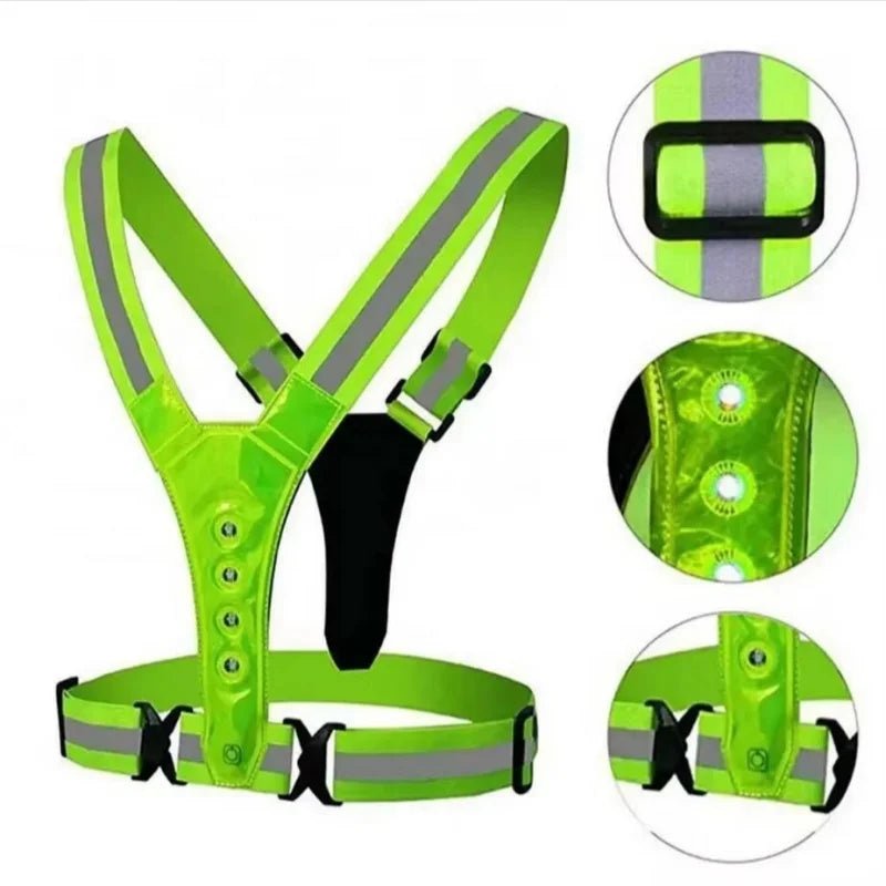 Safety Reflective Vest LED Running Adjustable Cycling Night - Well - Being