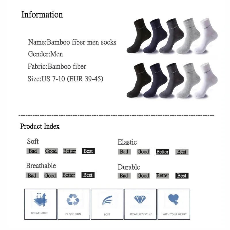 Bamboo socks for men 5 pairs/men - Well - Being