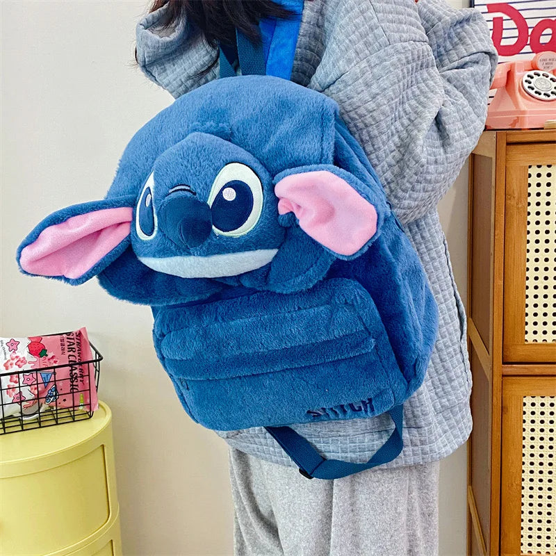 Plush Backpack Japanese Blue Stitch Funny Cartoon Large-Capacity Student Backpack