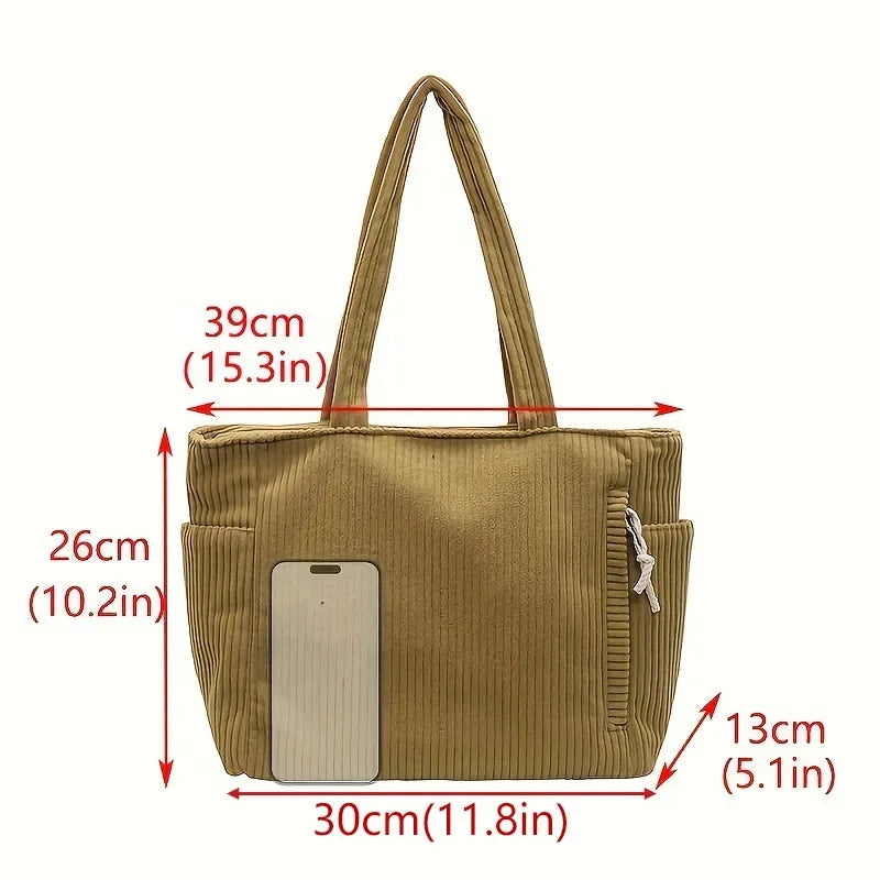 Corduroy Shoulder Handbag