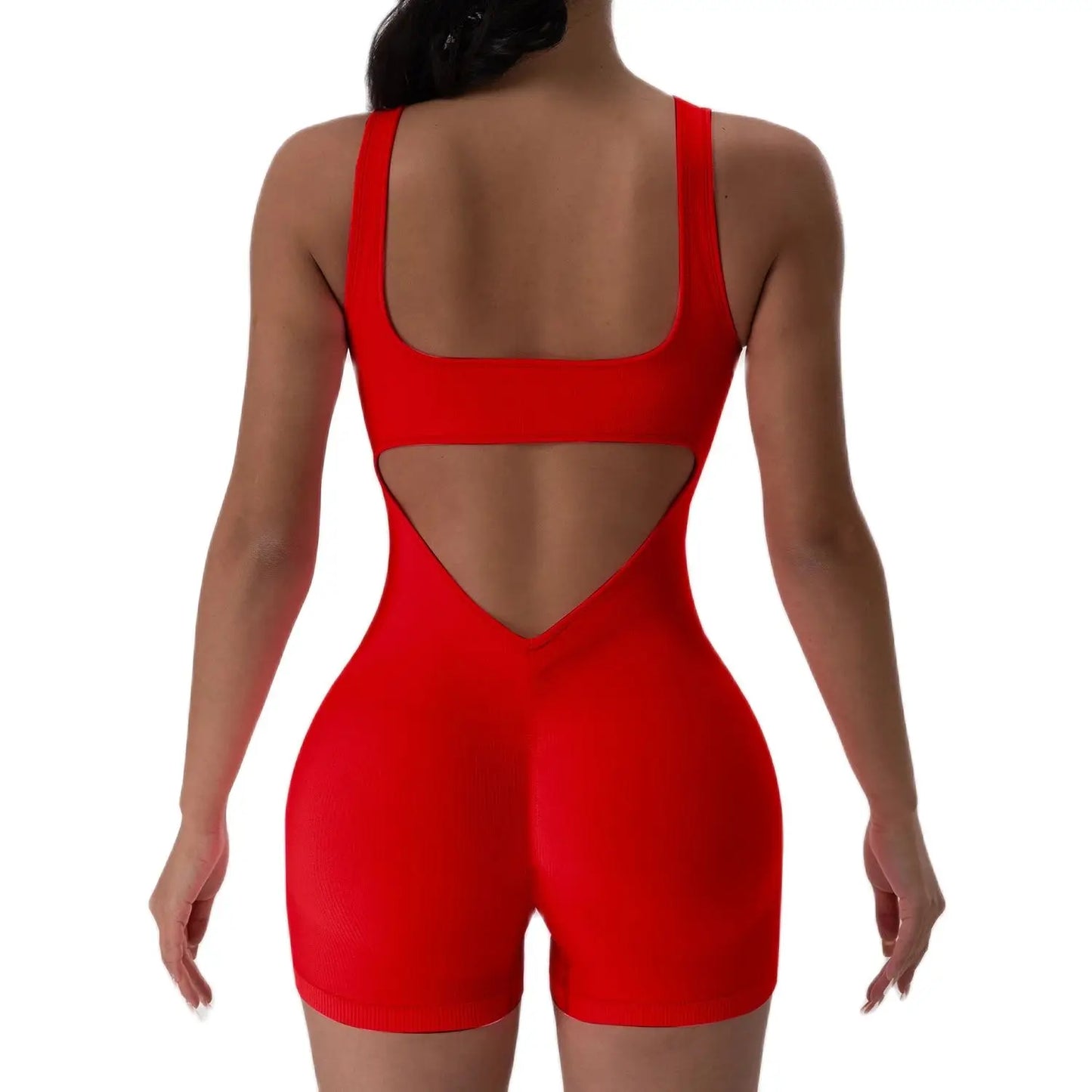Backless Yoga Jumpsuit – Stretch U-Neck Sports Bodysuit Leggings