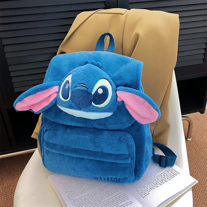Plush Backpack Japanese Blue Stitch Funny Cartoon Large-Capacity Student Backpack