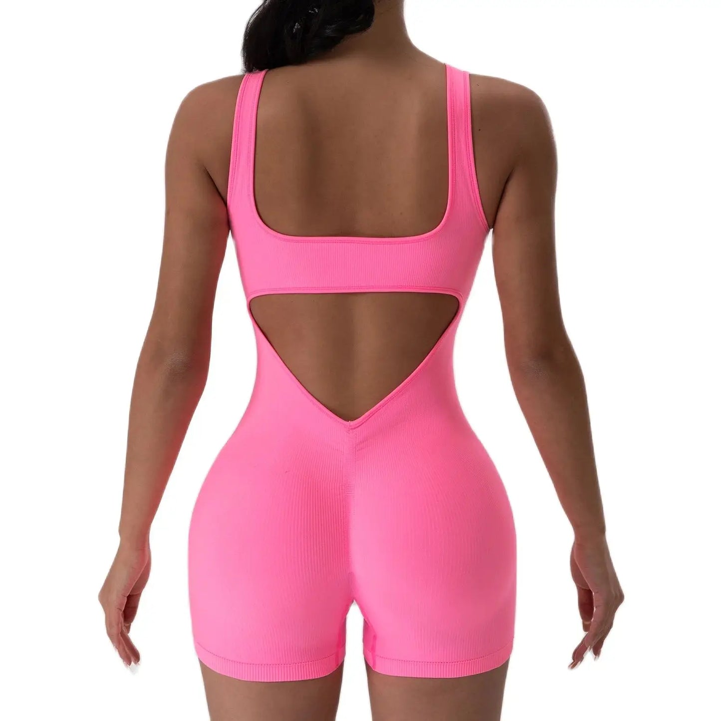 Backless Yoga Jumpsuit – Stretch U-Neck Sports Bodysuit Leggings